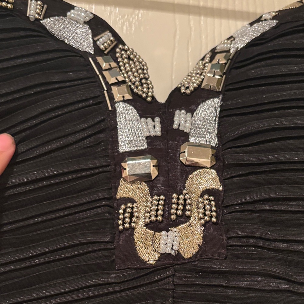 Daisy Strapless Black Dress with Silver Accents - Picture 4 of 7